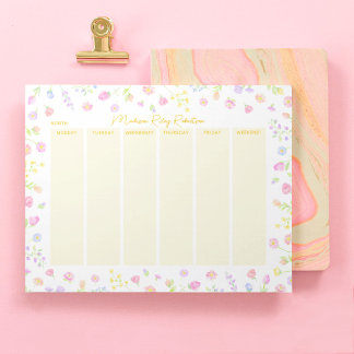 Pastel Wildflower Weekly Planner Notepad in Yellow Notitieblok