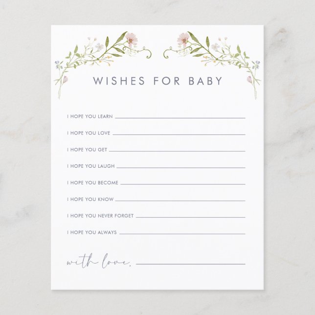 Pastel Wildflower Wensen voor Baby Kaart (Voorkant)