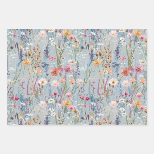 Pastel Wildflower Wrapping Paper Set (Voorkant 2)