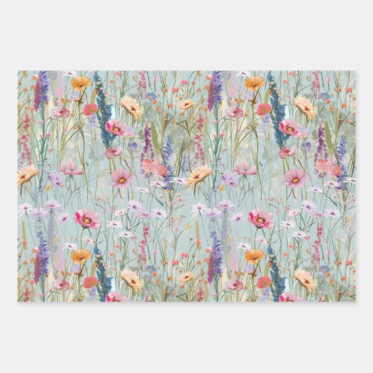 Pastel Wildflower Wrapping Paper Set (Voorkant)