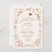 Pastel Wildflowers Afstudeerfeest Kaart (Voorkant)