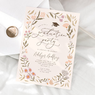 Pastel Wildflowers Afstudeerfeest Kaart