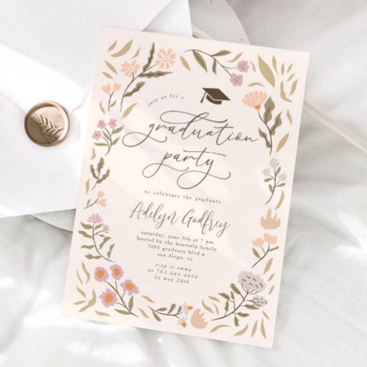 Pastel Wildflowers Afstudeerfeest Kaart