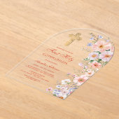 Pastel Wildflowers Arch Eerste Communie Acryl Uitnodigingen (Laagn)