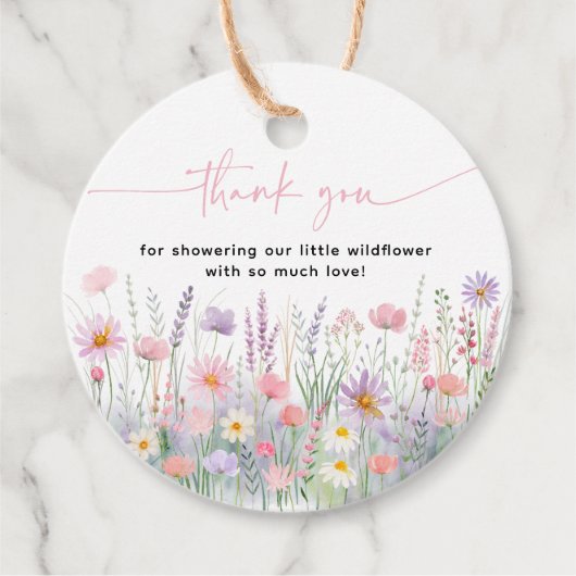 Pastel Wildflowers Baby shower Bedankjes Labels (Voorkant)