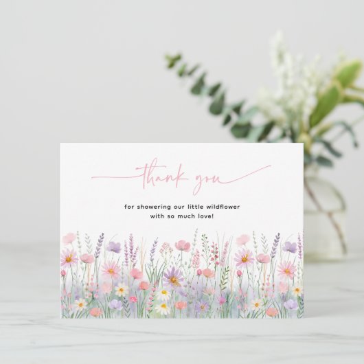 Pastel Wildflowers Baby shower Bedankkaart (Staand voorkant)