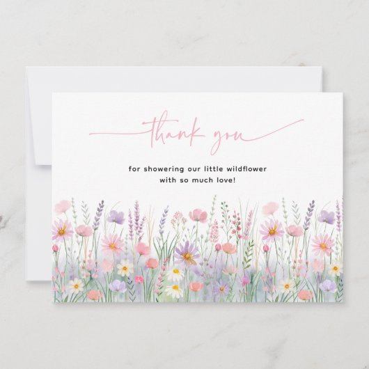 Pastel Wildflowers Baby shower Bedankkaart (Voorkant)