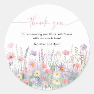 Pastel Wildflowers Baby shower Ronde Sticker