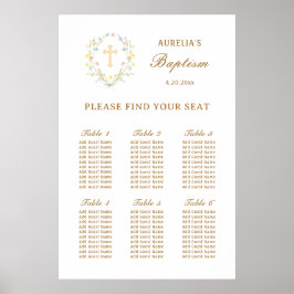 Pastel Wildflowers Baptism Seating Chart Poster
