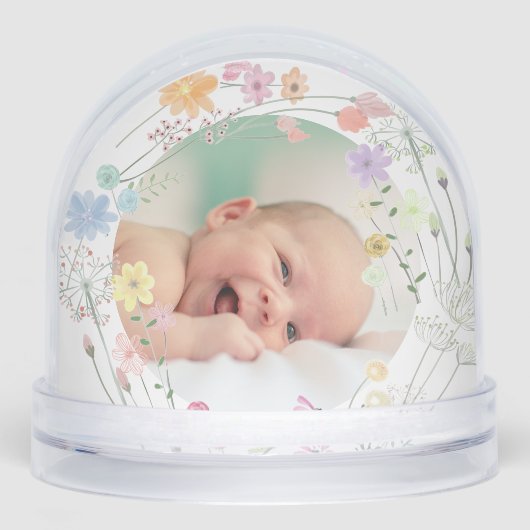 pastel wildflowers Baptism thank you  Sneeuwbol (Voorkant)