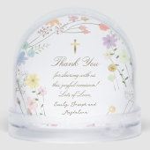 pastel wildflowers Baptism thank you  Sneeuwbol (Achterkant)