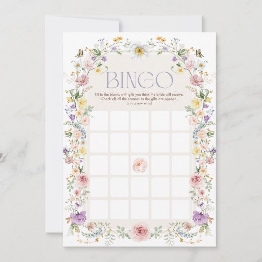 Pastel Wildflowers Bingo Vrijgezellenfeest Game Ka Kaart (Voorkant)