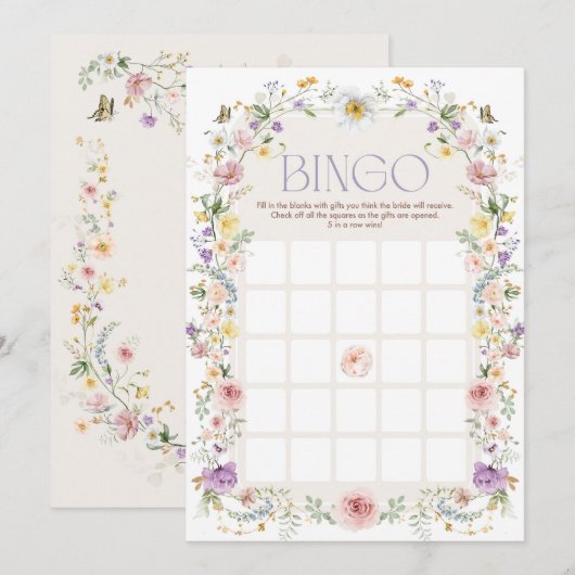 Pastel Wildflowers Bingo Vrijgezellenfeest Game Ka Kaart (Voorkant / Achterkant)