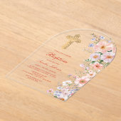 Pastel Wildflowers Boog Doop Acryl Uitnodigingen (Laagn)