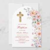 Pastel Wildflowers Boog Doop Kaart (Voorkant)