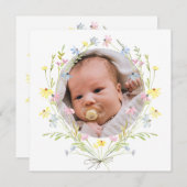 Pastel Wildflowers Doop Dankjewel Kaart (Voorkant / Achterkant)