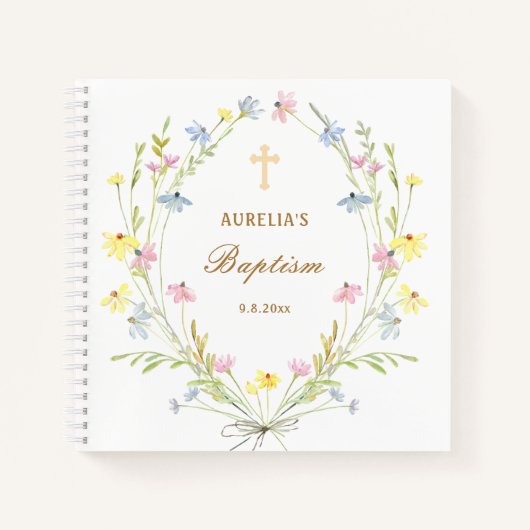Pastel Wildflowers Doop gastenboek Notitieboek (Voorkant)