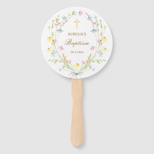 Pastel Wildflowers doop Handwaaier (Achterkant)