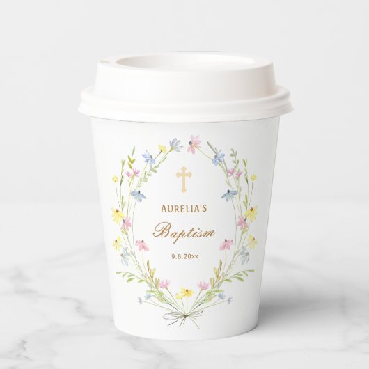 Pastel Wildflowers doop Papieren Bekers (Achterkant)