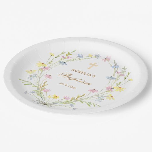 Pastel Wildflowers doop Papieren Bordje (Gekanteld)