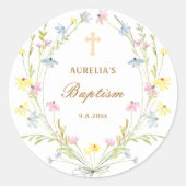 Pastel Wildflowers doop Ronde Sticker (Voorkant)