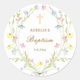 Pastel Wildflowers doop Ronde Sticker