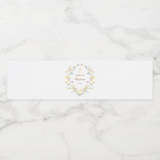 Pastel Wildflowers doop Waterfles Etiket (Enkel label)