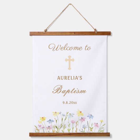 Pastel Wildflowers Doop welkom Hangend Wandkleed (Voorkant)