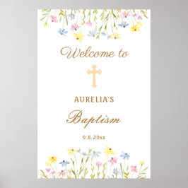Pastel Wildflowers Doop welkom Poster