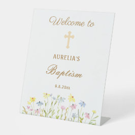 Pastel Wildflowers Doop welkom Reclamebord Met Voetstuk