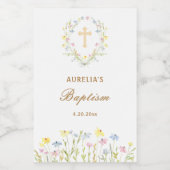 Pastel Wildflowers doop Wijn Etiket (Enkel label)