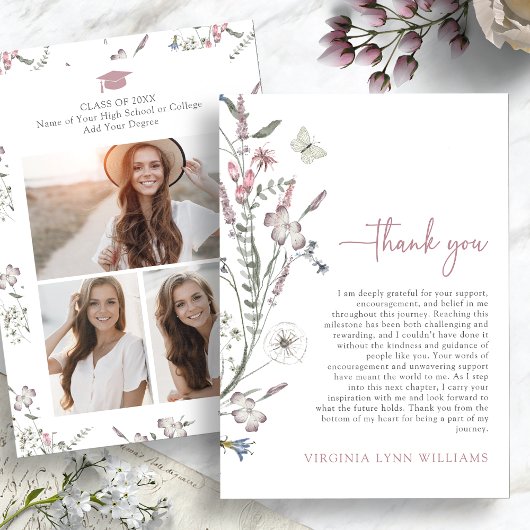 Pastel Wildflowers Foto Bedankkaart