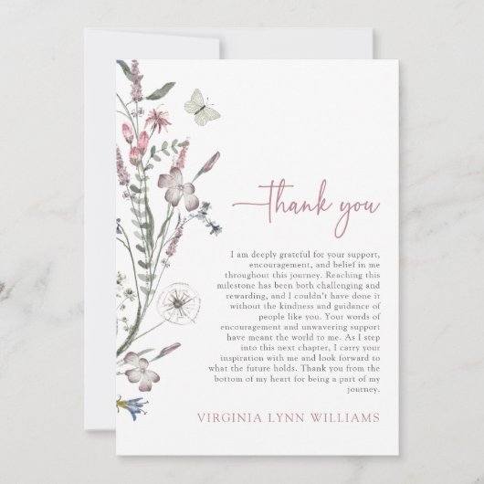 Pastel Wildflowers Foto Bedankkaart (Voorkant)