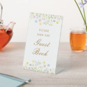 Pastel Wildflowers Gastboek Reclamebord Met Voetstuk (Insitu)
