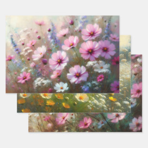 Pastel Wildflowers Impressionist Decoupage Inpakpapier Vel