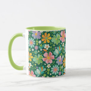 Pastel Wildflowers in roze Paarse Sinaasappel en g Mok