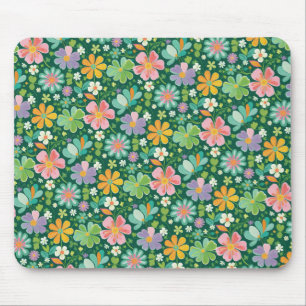 Pastel Wildflowers in roze Paarse Sinaasappel en g Muismat