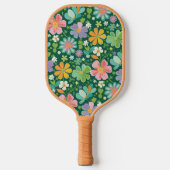 Pastel Wildflowers in roze Paarse Sinaasappel en g Pickleball Paddle (Voorkant)
