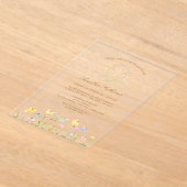 Pastel Wildflowers Krans Doop Acryl Uitnodigingen (Laagn)