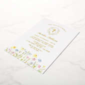 Pastel Wildflowers Krans Doop Folie Uitnodiging (Gedraaid)