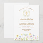 Pastel Wildflowers Krans Eerste Communie Kaart (Voorkant / Achterkant)