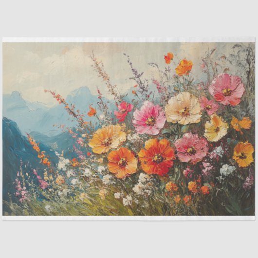 Pastel Wildflowers Olieverf Decoupage Tissuepapier (Voorkant)