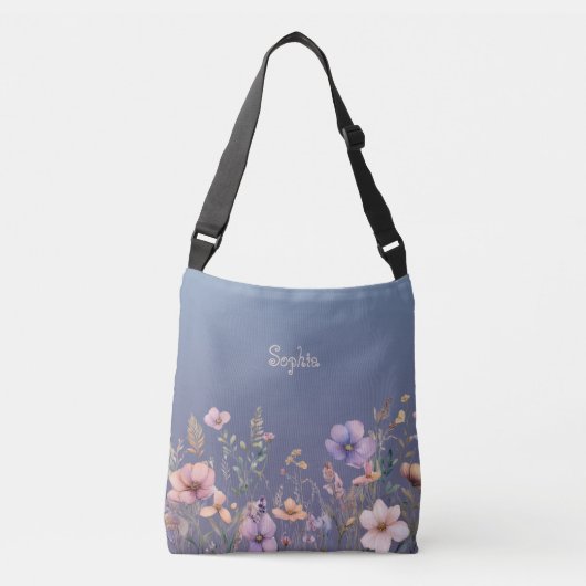 Pastel Wildflowers Spring Personalize Gradient Crossbody Tas (Voorkant)