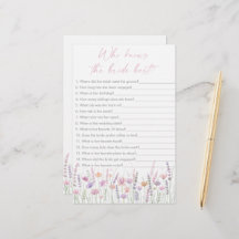Pastel Wildflowers Who Knows the Bride Best Game