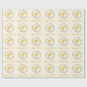 Pastel Willow Wreath And Baby Chick Happy Easter Cadeaupapier (Vlak)