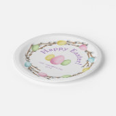 Pastel Willow Wreath Colorful Happy Easter Papieren Bordje (Gekanteld)