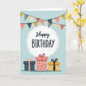 Pastel Wimpel Verjaardagskaart Kaart (Gele Bloem)