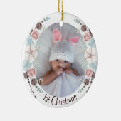 Pastel Winter Bloemige Baby's Eerste Kerstmis Keramisch Ornament (Rechts)