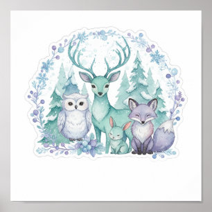 Pastel Winter Bos Nursery Kunstprint Poster