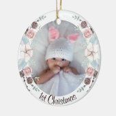 Pastel Winter Floral Babys Eerste Kerstmis Keramisch Ornament (Links)